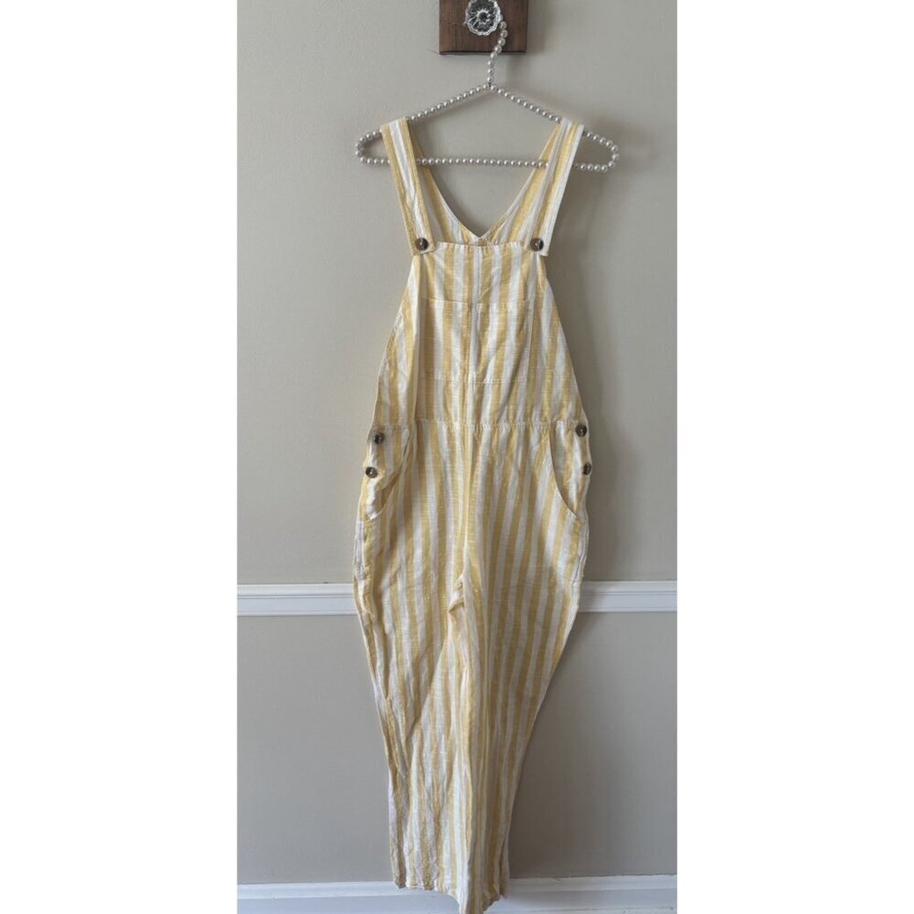 Urban Outfitters Womens Size Small Yellow Stripe Cotton Bib Overalls